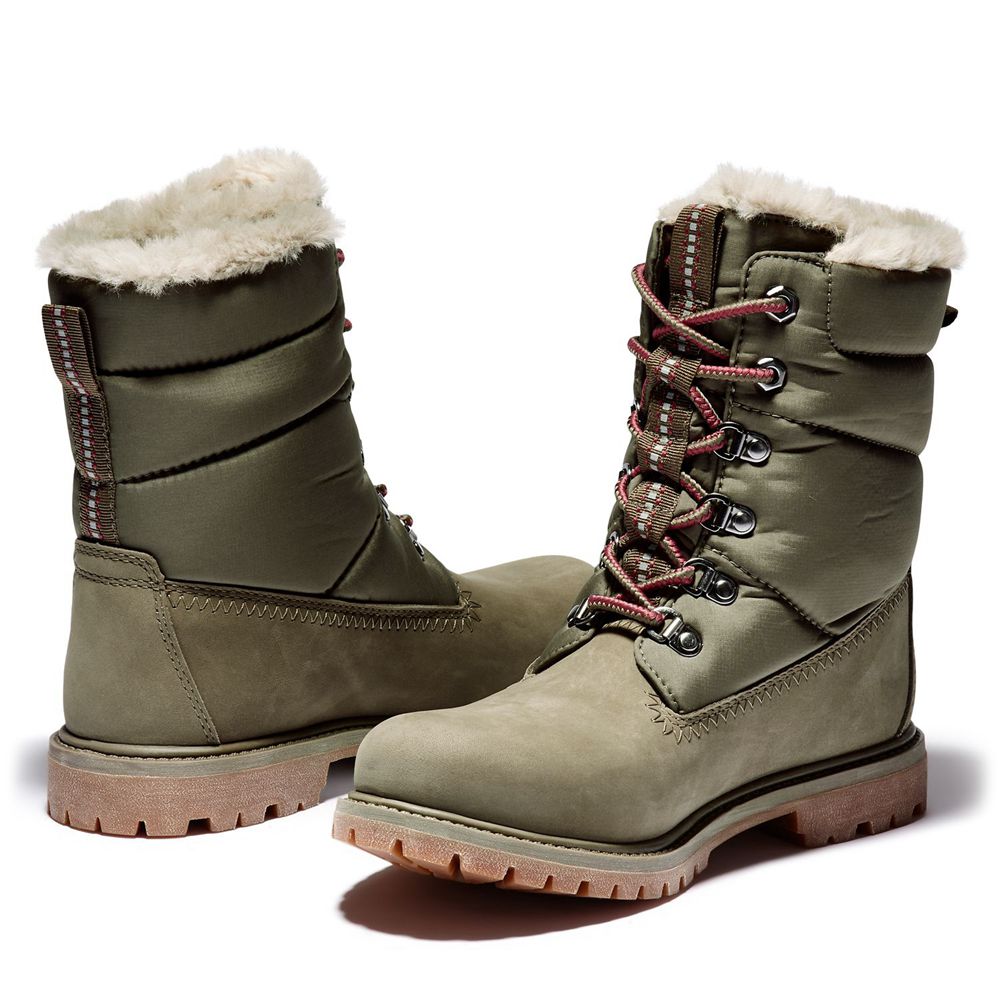 Bocanci 6-Inch Timberland Dama Masline Verzi - Premium Leather/Fabric Waterproof - Romania - TIANZC6